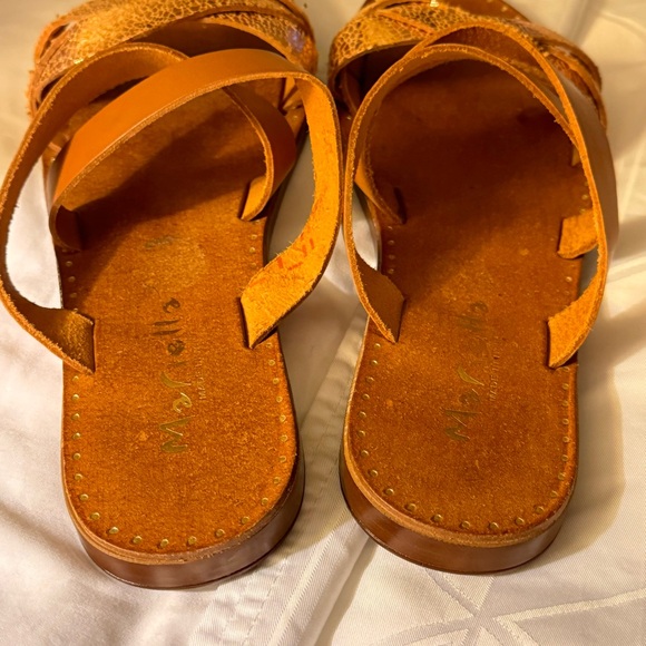 MARIELLA Whiskey Leather Strappy Slide Flat Sandals Sz 8 ITALY - Picture 4 of 5